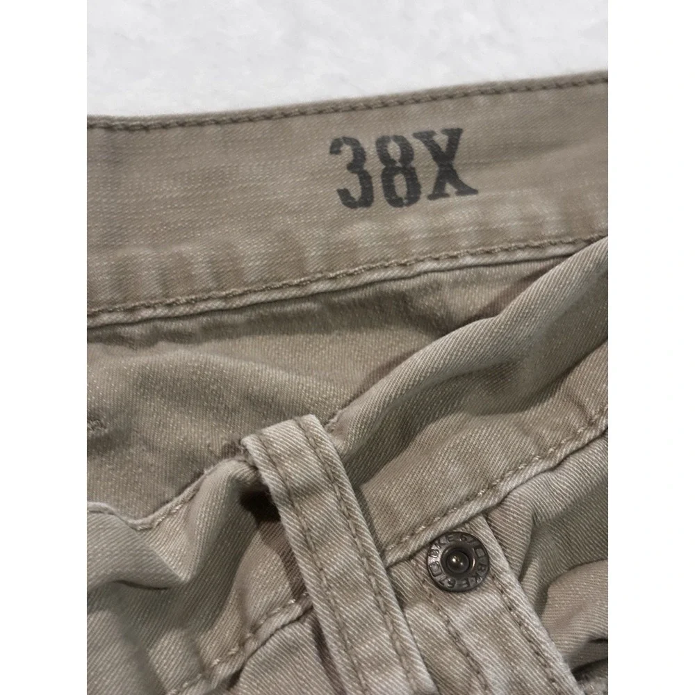 BKE Buckle Mens Pants 38X Khaki Chino Flat Front Uniform Solid Raw Hem‎